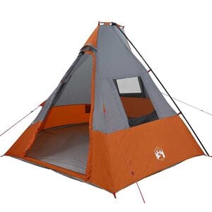 vidaXL Tente Tipi 6 personne Imperm&eacute;able Gris et orange taffetas