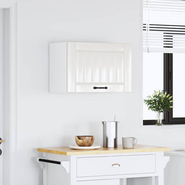 vidaXL Armoire murale de cuisine Lucca blanc brillant bois ing&eacute;nierie
