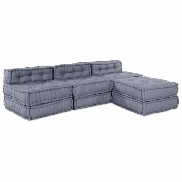 vidaXL Canapé modulaire 4 pcs Gris tissu