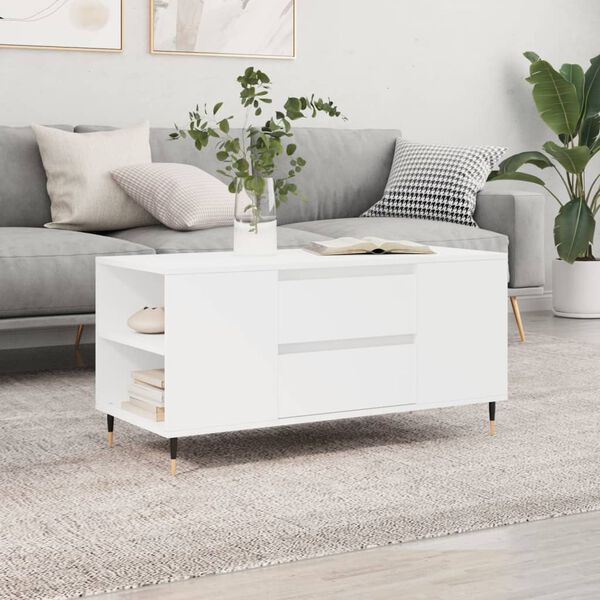 vidaXL Table basse blanc 102x44,5x50 cm bois d'ing&eacute;nierie