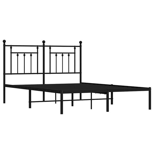 vidaXL Cadre de lit métal sans matelas avec tête de lit noir 150x200cm