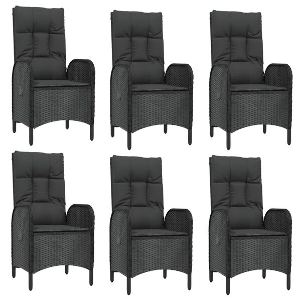 vidaXL Ensemble &agrave; manger jardin et coussins 7 pcs Noir et gris Rotin