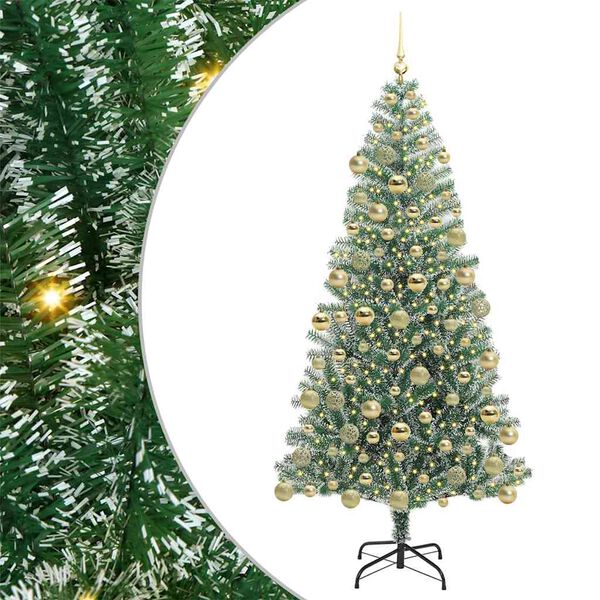 vidaXL Arbre de No&euml;l artificiel floconn&eacute; de neige avec lumi&egrave;re LED