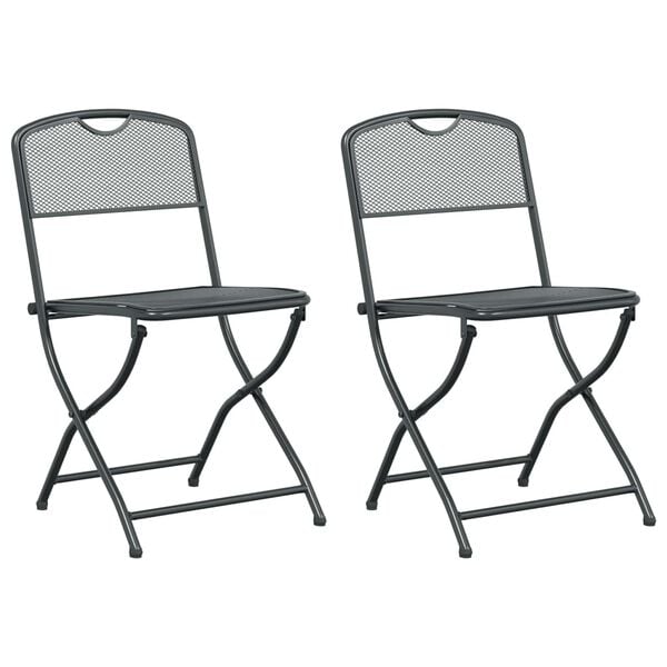 vidaXL Chaises de jardin 2 pcs Anthracite 52,5 x 46 x 82 cm Fer