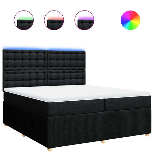 vidaXL Sommier &agrave; lattes de lit avec matelas Noir 200x200 cm Tissu