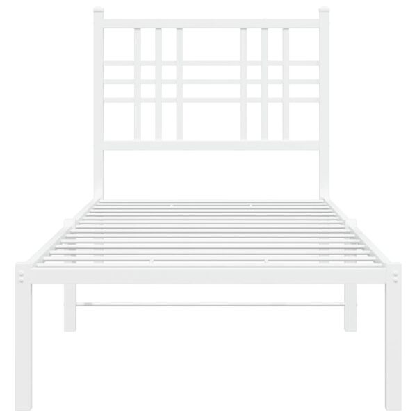 vidaXL Cadre de lit m&eacute;tal sans matelas avec t&ecirc;te de lit blanc 80x200cm