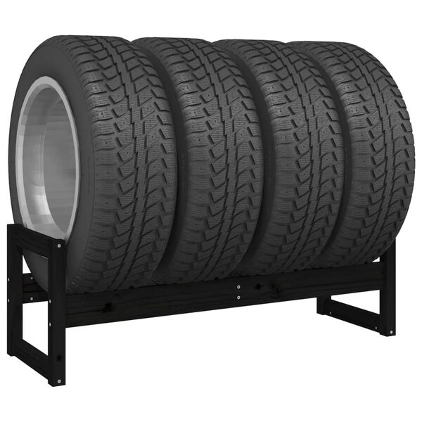 vidaXL Porte-pneus Noir 120x40x40 cm Bois de pin massif