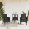 vidaXL Ensemble &agrave; manger de jardin et coussins 3 pcs noir rotin verre