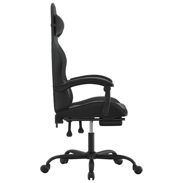 vidaXL Chaise de jeu pivotante avec repose-pied Noir Similicuir