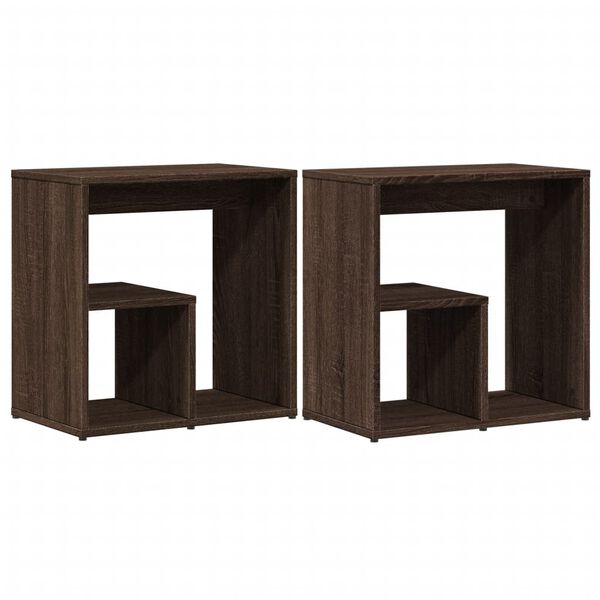 vidaXL Tables d'appoint 2 pcs ch&ecirc;ne marron 50x30x50 cm bois ing&eacute;nierie