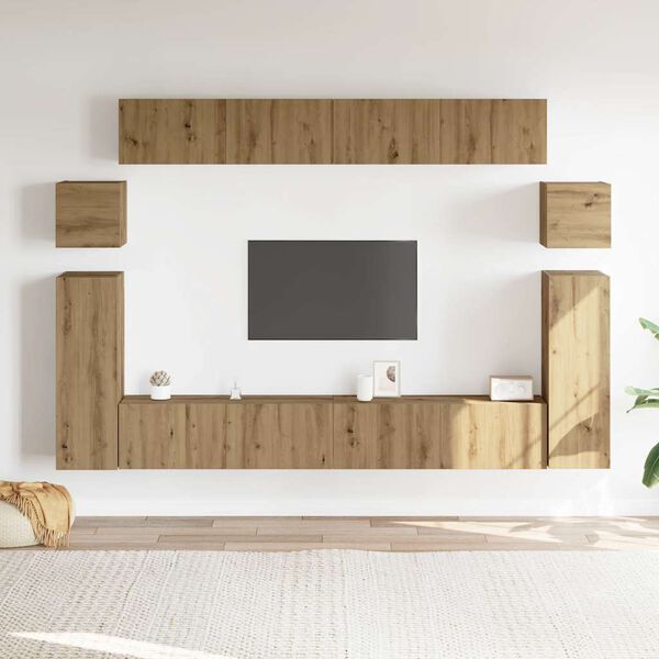vidaXL Ensemble de meuble TV mural 8 pcs ch&ecirc;ne artisanal