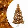vidaXL Sapin de No&euml;l avec &eacute;clairage LED Dor&eacute; 180 cm PET et acier