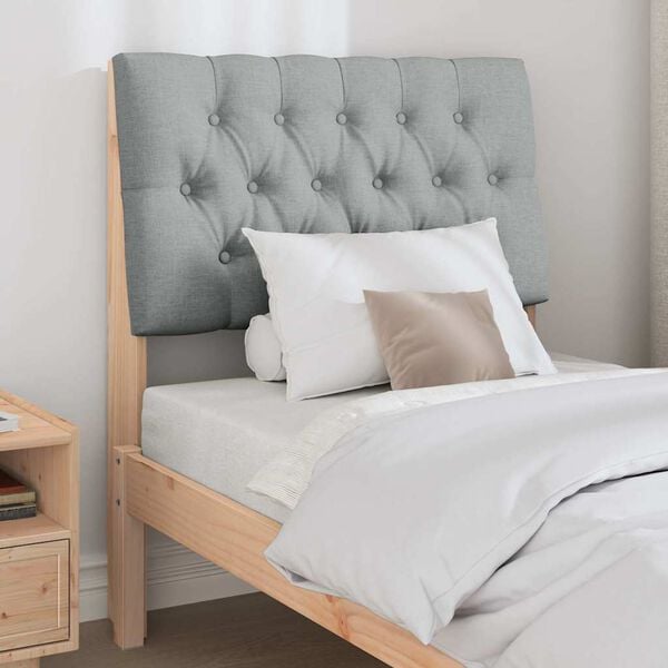 vidaXL T&ecirc;te de lit capitonn&eacute;e Gris clair 75 cm Pin massif