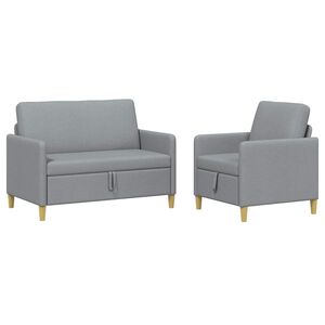 vidaXL Canap&eacute; avec rangement 2 pc Gris clair Polyester