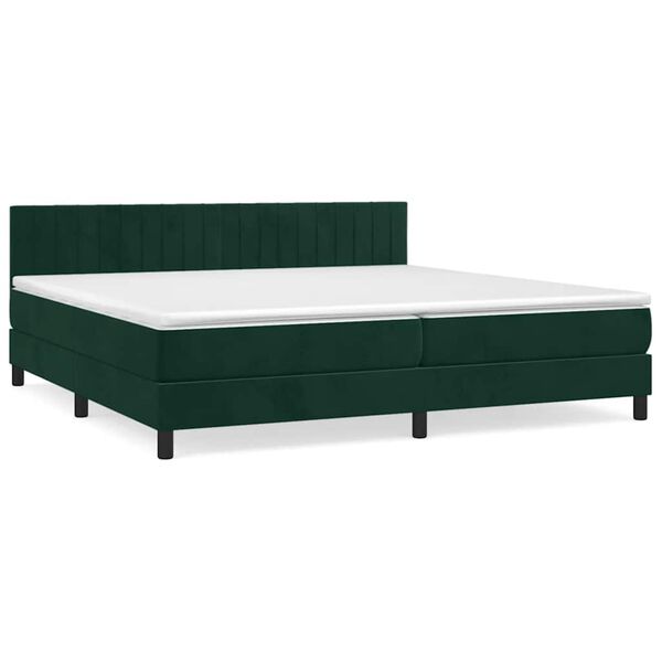 vidaXL Sommier &agrave; lattes de lit et matelas Vert fonc&eacute; 200x200cm Velours