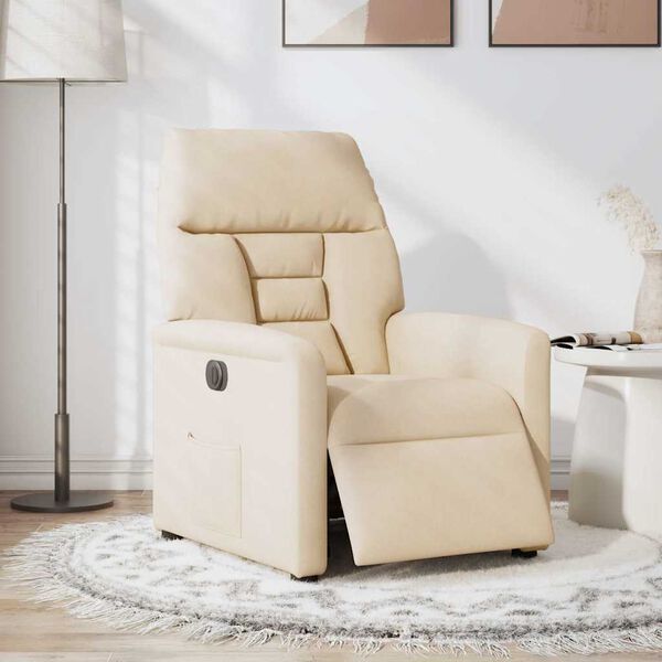vidaXL Fauteuil inclinable électrique beige tissu microfibre
