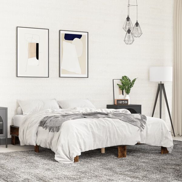 vidaXL Cadre de lit sans matelas chêne fumé 150x200 cm