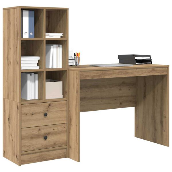 vidaXL Bureau avec tiroir 2 pcs Ch&ecirc;ne artisanal