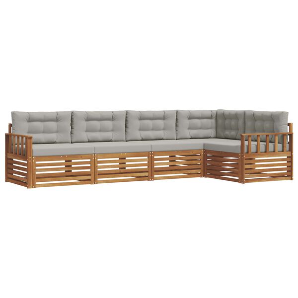 vidaXL Ensemble de canap&eacute;s d'ext&eacute;rieur 5 pcs Gris Naturel et Clair