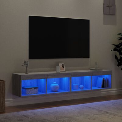 vidaXL Meubles TV avec lumières LED 2 pcs sonoma gris 80x30x30 cm