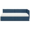 vidaXL Cadre de lit d'angle avec matelas 2 pcs Bleu Velours