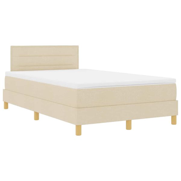 vidaXL Lit &agrave; ressorts avec matelas Cr&egrave;me 120 x 190 cm tissu