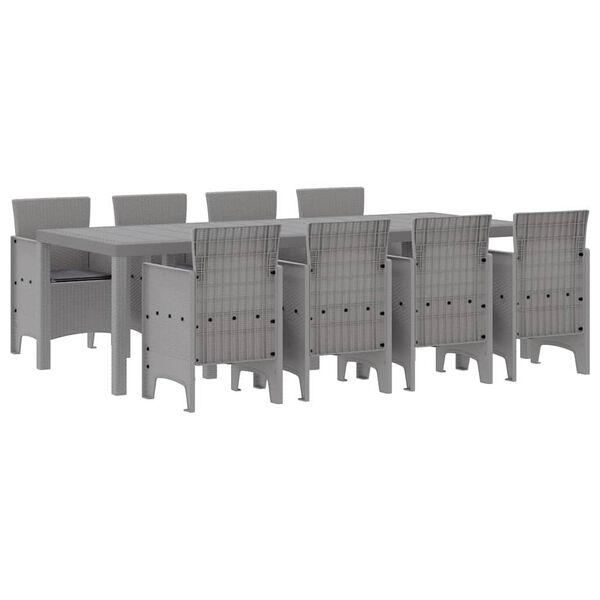 vidaXL Ensemble de salle &agrave; manger pour jardin 9 pcs Blanc Rattan Polt