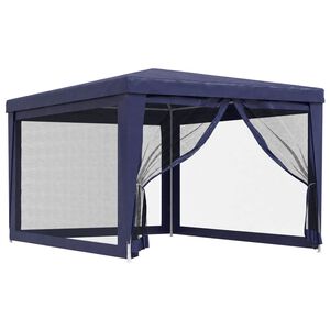vidaXL Tente de f&ecirc;te avec 4 parois lat&eacute;rales en maille Bleu 3x4 m PEHD