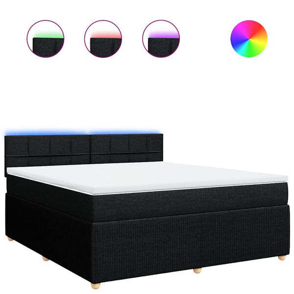 vidaXL Sommier &agrave; lattes de lit avec matelas Noir 180x200 cm Tissu