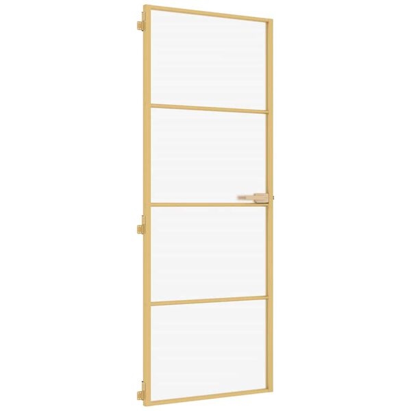 vidaXL Porte intérieure mince doré 76x201,5 cm verre trempé aluminium