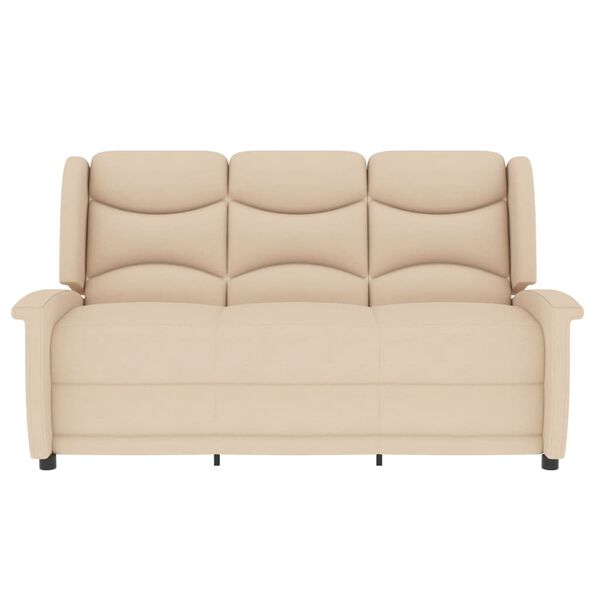 vidaXL Fauteuil de massage inclinable à 3 places crème tissu
