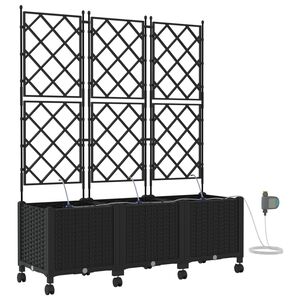 vidaXL Porte-plante de jardin avec irrigation et roues 3 pc Noir PP