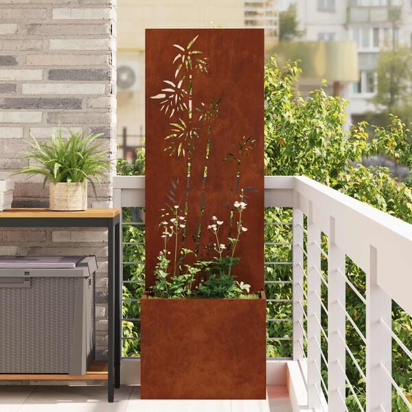 vidaXL &Eacute;cran de confidentialit&eacute; de jardin Floral Rouill&eacute; 50 x 140 cm