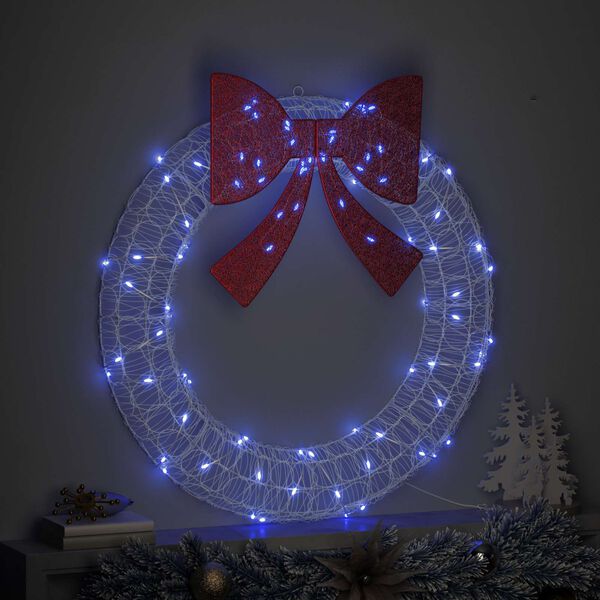 vidaXL Couronne avec 80 LED Bleu 92 x 9.5 x 92 cm Acrylique