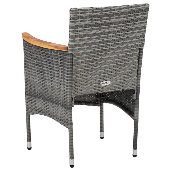 vidaXL Chaises à manger de jardin lot de 2 Résine tressée Gris