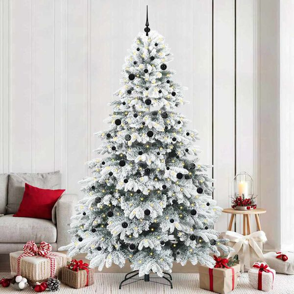 vidaXL Sapin de No&euml;l artificiel avec 300 LED Blanc 240 cm PE et PVC