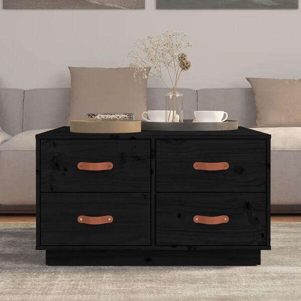 vidaXL Table basse Noir 80x80x45 cm Bois massif de pin