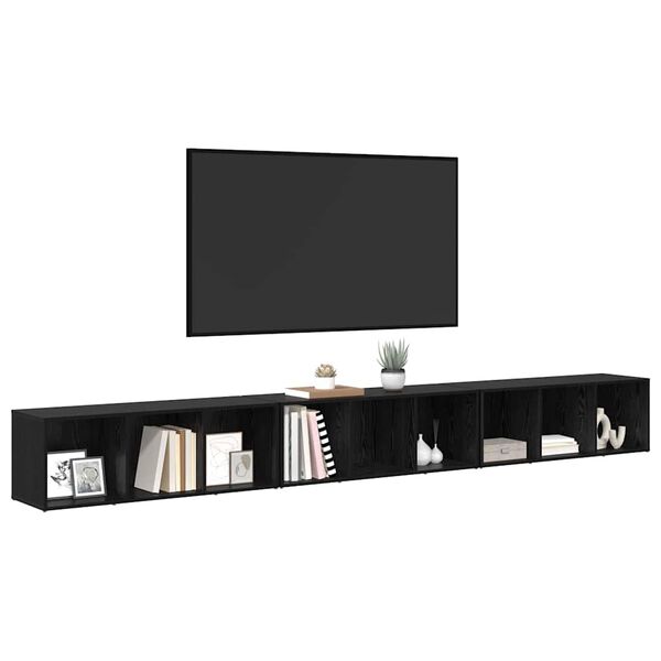 vidaXL Ensemble meuble TV 3 pcs Ch&ecirc;ne noir 37 x 35 x 107 cm
