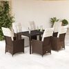 vidaXL Ensemble de bistro de jardin 7 pcs coussins marron poly rotin