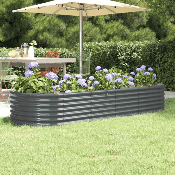 vidaXL Lit surélevé de jardin Acier galvanisé Anthracite