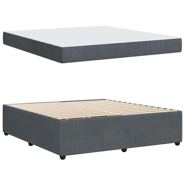 vidaXL Cadre de lit avec matelas Gris fonc&eacute; 180 x 200 cm tissu