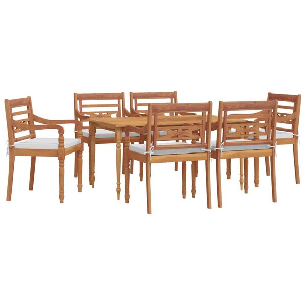 vidaXL Ensemble &agrave; manger de jardin coussins 7pcs Bois de teck solide