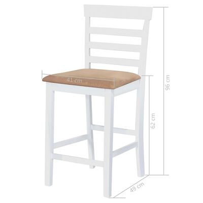 Set table et 4 chaises de bar en bois coloris blanc