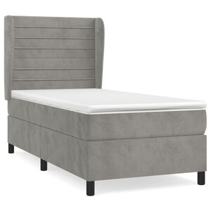 vidaXL Sommier &agrave; lattes de lit et matelas Gris clair 100x200cm Velours