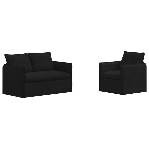 vidaXL Canap&eacute; 2 pcs Noir