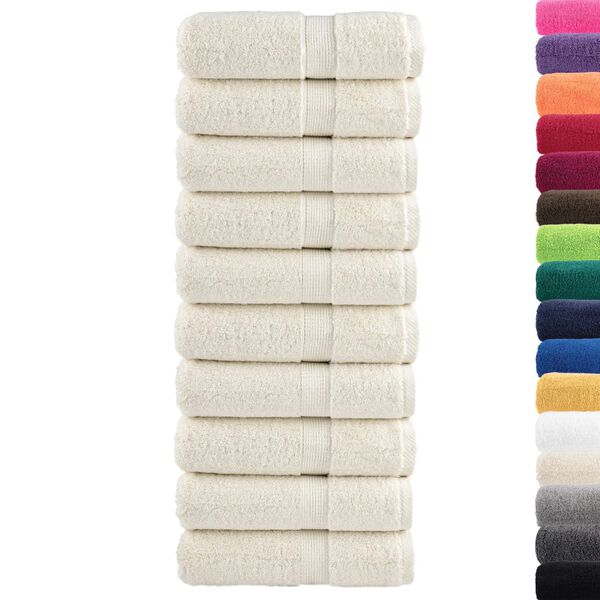 vidaXL Serviettes de toilette premium SOLUND 10 pi&egrave;ces Cr&egrave;me 30 x 30 cm 600 g/m&sup2;