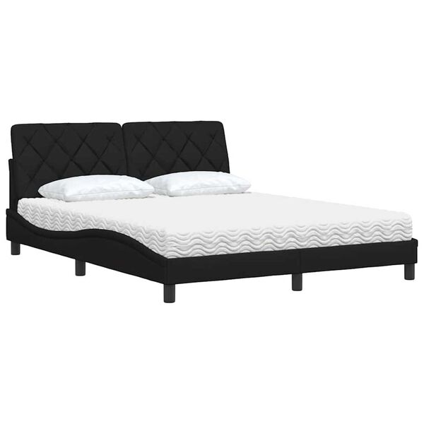 vidaXL Lit avec matelas noir 160x200 cm tissu