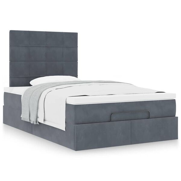 vidaXL Cadre de lit ottoman avec matelas gris fonc&eacute; 120x190 cm velours