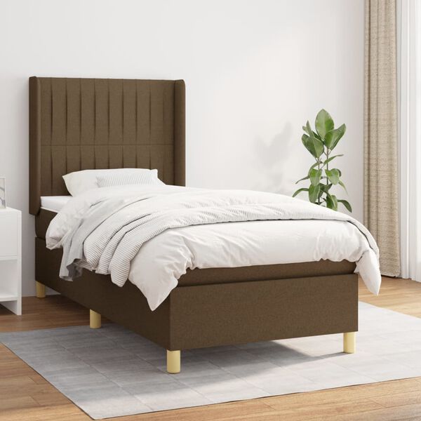 vidaXL Sommier &agrave; lattes de lit avec matelas Marron fonc&eacute; 100x200 cm