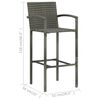 vidaXL Ensemble de bar de jardin 3 pcs Gris